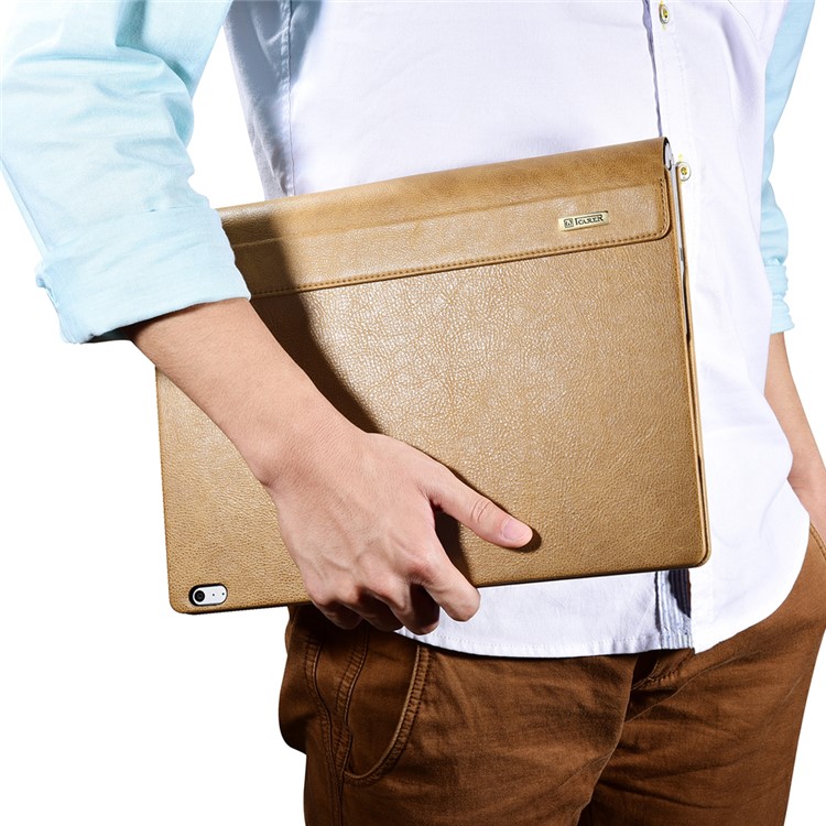 ICARER for Microsoft Surface Book Deluxe Genuine Leather Protective Case Litchi-like Texture - Khaki-19