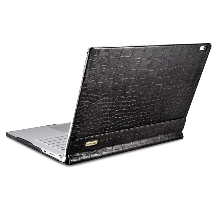 ICARER Deluxe Crocodile Texture Genuine Leather Cover Case for Microsoft Surface Book - Black-12