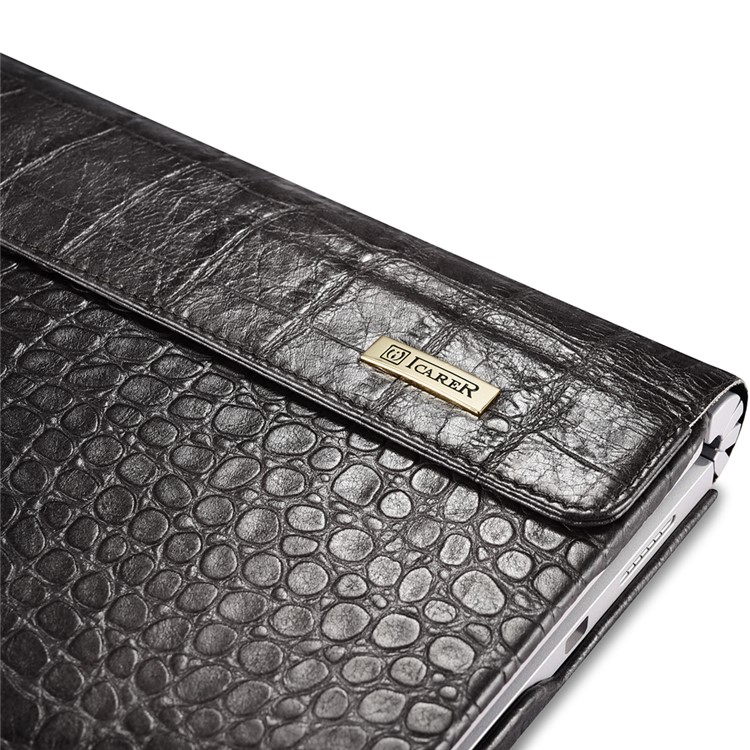 ICARER Deluxe Crocodile Texture Genuine Leather Cover Case for Microsoft Surface Book - Black-17