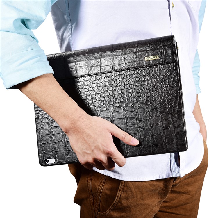 ICARER Deluxe Crocodile Texture Genuine Leather Cover Case for Microsoft Surface Book - Black-20