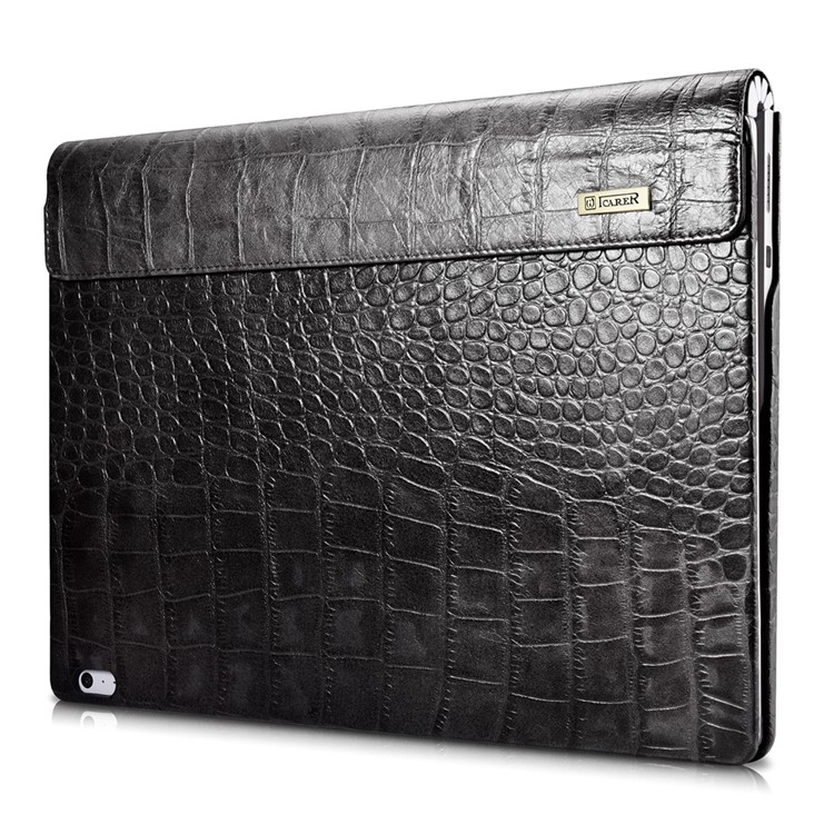 ICARER Deluxe Crocodile Texture Genuine Leather Cover Case for Microsoft Surface Book - Black-3
