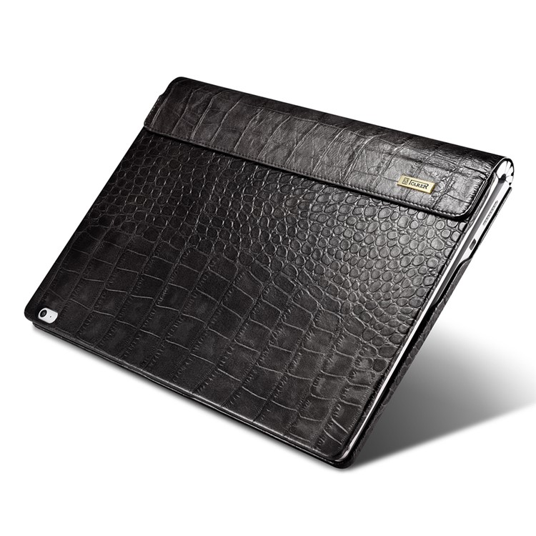 ICARER Deluxe Crocodile Texture Genuine Leather Cover Case for Microsoft Surface Book - Black-7