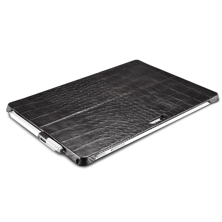 ICARER for Microsoft Surface Pro 4 Genuine Leather Coated PC Hard Kickstand Case - Black Crocodile Texture-11
