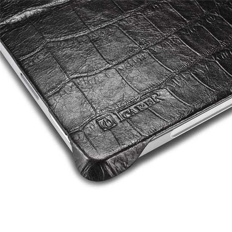 ICARER for Microsoft Surface Pro 4 Genuine Leather Coated PC Hard Kickstand Case - Black Crocodile Texture-5