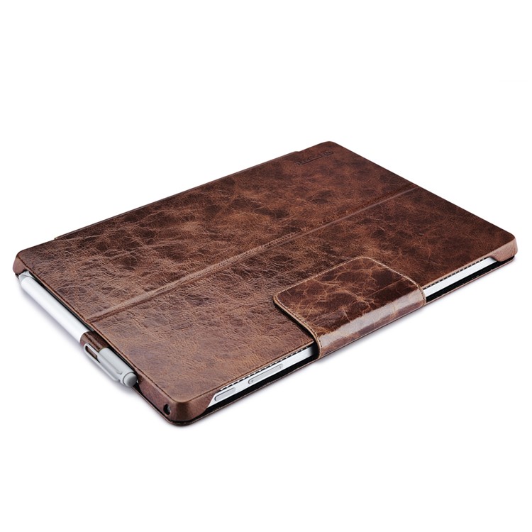 ICARER Oil Wax Genuine Leather Cover Case Stand for Microsoft Surface Pro 4 - Coffee-9
