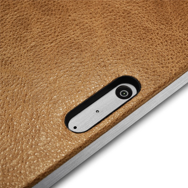 ICARER Litchi-like Texture Flip Genuine Leather Case Stand for Microsoft Surface Pro 4 - Khaki-12