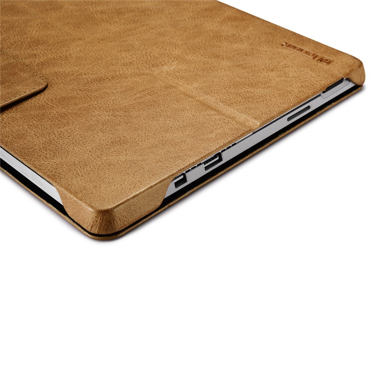 ICARER Litchi-like Texture Flip Genuine Leather Case Stand for Microsoft Surface Pro 4 - Khaki-15