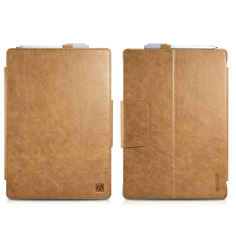 ICARER Litchi-like Texture Flip Genuine Leather Case Stand for Microsoft Surface Pro 4 - Khaki-16