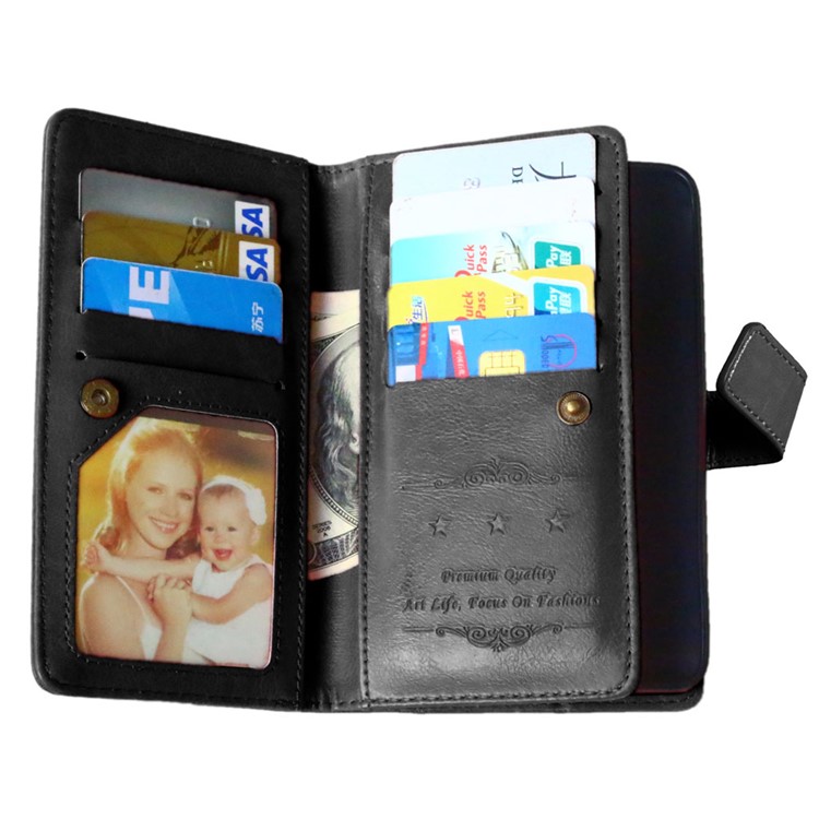 For Microsoft Lumia 640 Dual Sim / 640 LTE Dual Crazy Horse 9 Card Slots Leather Wallet Case - Black-7