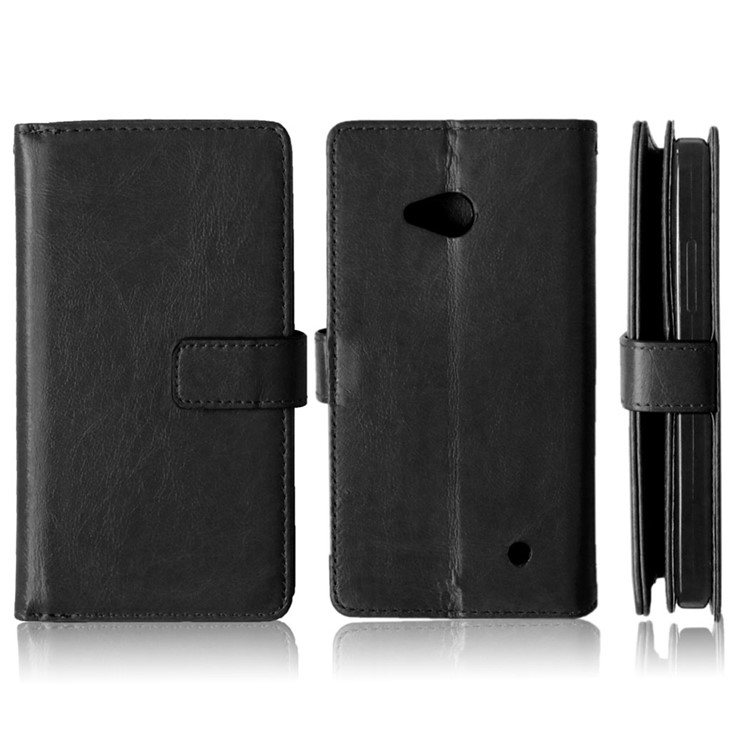 For Microsoft Lumia 640 Dual Sim / 640 LTE Dual Crazy Horse 9 Card Slots Leather Wallet Case - Black-8