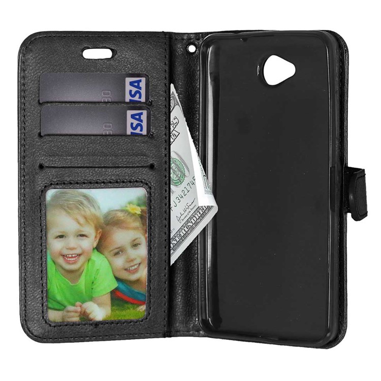 3 Card Slots Leather Flip Stand Phone Case for Microsoft Lumia 650 / Dual SIM - Black-3
