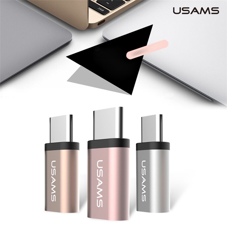 USAMS USB Type C to Micro OTG Converter Adapter for New MacBook/LG Nexus 5X - Gold Color-2