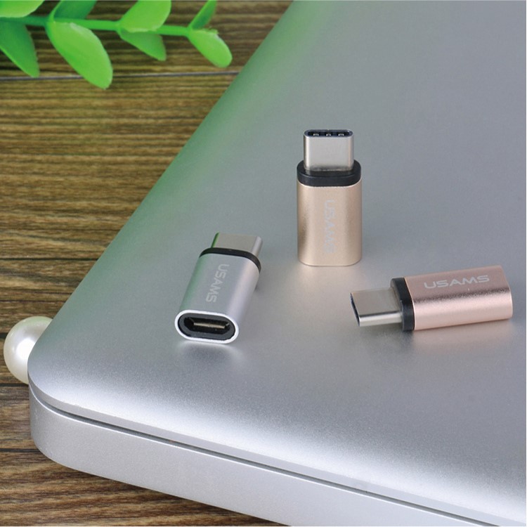 USAMS USB Type C to Micro OTG Converter Adapter for New MacBook/LG Nexus 5X - Gold Color-3