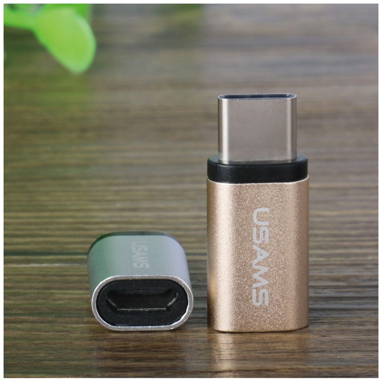 USAMS USB Type C to Micro OTG Converter Adapter for New MacBook/LG Nexus 5X - Gold Color-4