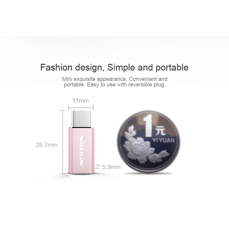 NILLKIN Micro USB to USB Type C Converter Adapter for Huawei P9 / HTC 10 - Rose Gold Color-6