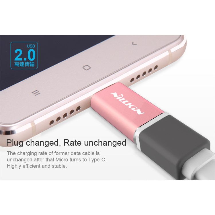 NILLKIN Micro USB to USB Type C Converter Adapter for Huawei P9 / HTC 10 - Rose Gold Color-7