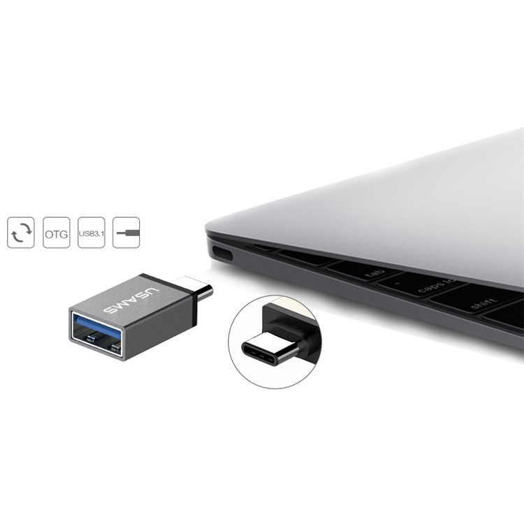 USAMS Type C to USB 3.1 OTG Adapter for Apple New Macbook/Xiaomi Mi 4c - Grey-2
