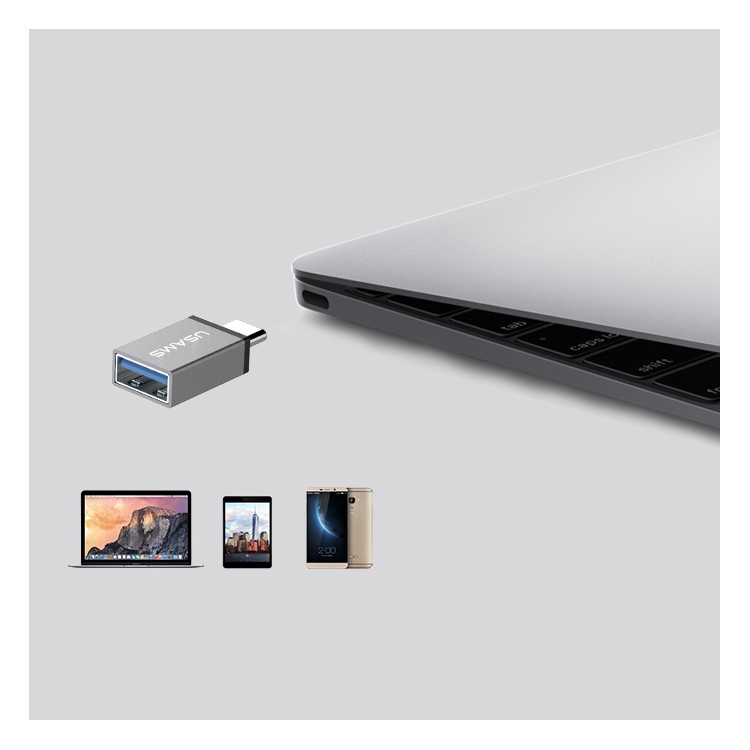 USAMS Type C to USB 3.1 OTG Adapter for Apple New Macbook/Xiaomi Mi 4c - Grey-4