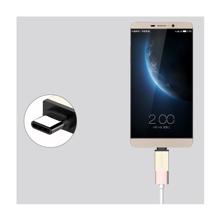USAMS Type C to USB 3.1 OTG Adapter for Apple New Macbook/Xiaomi Mi 4c - Gold Color-10