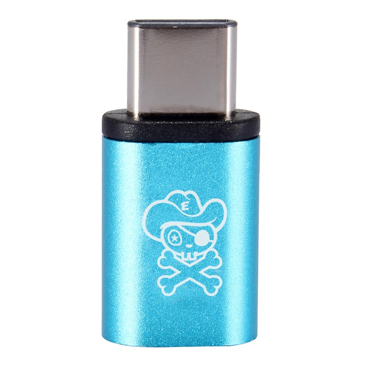HAT PRINCE HC-1 Aluminum Alloy Micro USB Female to USB Type-C Male Converter Adapter - Blue-2