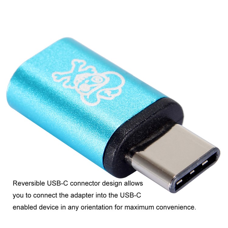 HAT PRINCE HC-1 Aluminum Alloy Micro USB Female to USB Type-C Male Converter Adapter - Blue-3