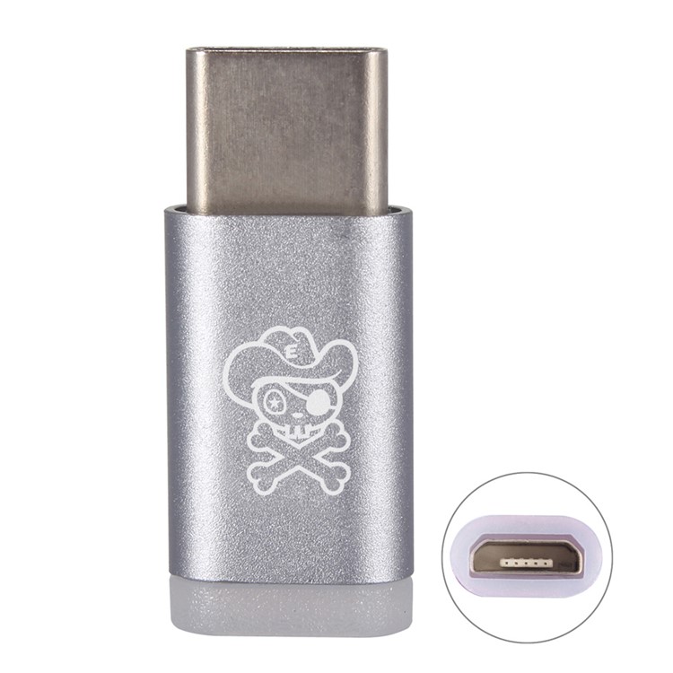 HAT PRINCE HC-2 Aluminum Alloy Micro USB Female to USB3.1 Type-C Male Adapter - Silver Color-1
