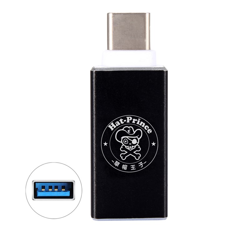 HAT PRINCE HC-3 USB 3.0 Female to USB 3.1 Type-C Male Aluminum Alloy Converter Adapter - Black-1