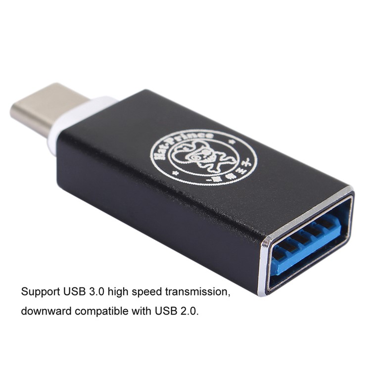 HAT PRINCE HC-3 USB 3.0 Female to USB 3.1 Type-C Male Aluminum Alloy Converter Adapter - Black-2