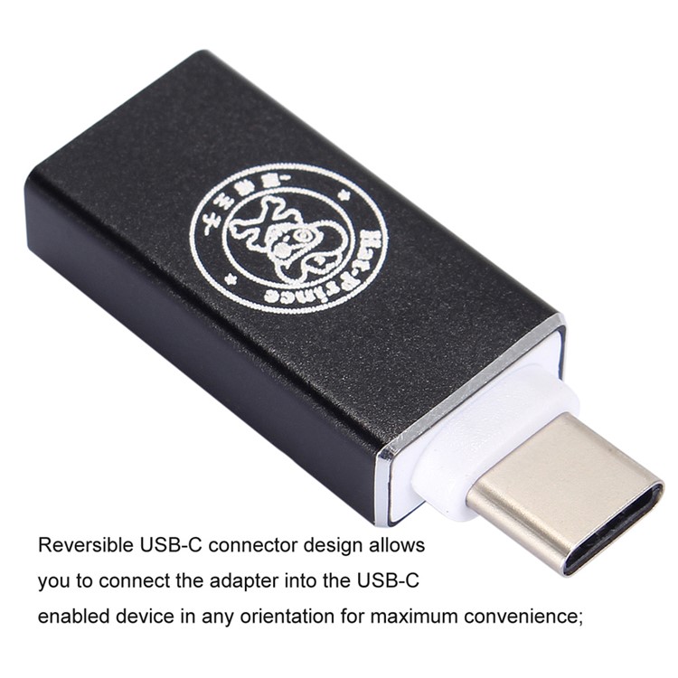 HAT PRINCE HC-3 USB 3.0 Female to USB 3.1 Type-C Male Aluminum Alloy Converter Adapter - Black-3