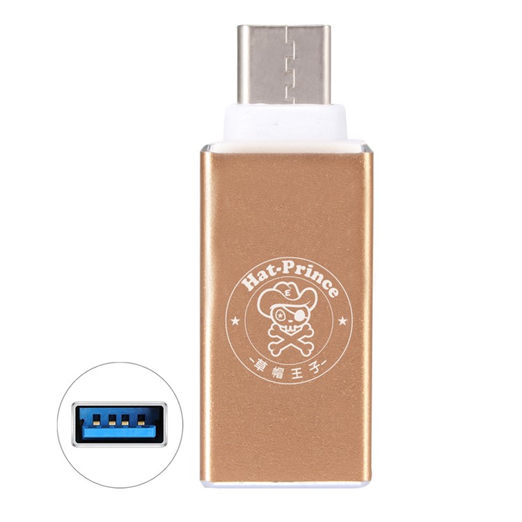 HAT PRINCE HC-3 USB 3.0 to USB 3.1 Type-C Aluminum Alloy Adapter Converter - Gold Color-1