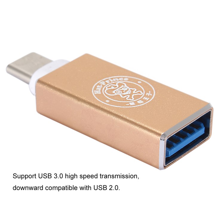 HAT PRINCE HC-3 USB 3.0 to USB 3.1 Type-C Aluminum Alloy Adapter Converter - Gold Color-2
