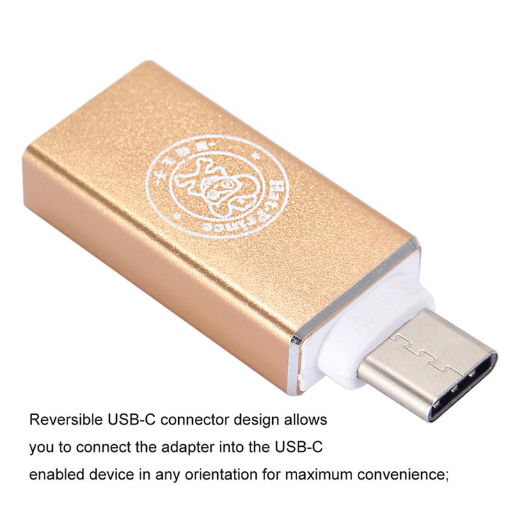 HAT PRINCE HC-3 USB 3.0 to USB 3.1 Type-C Aluminum Alloy Adapter Converter - Gold Color-3