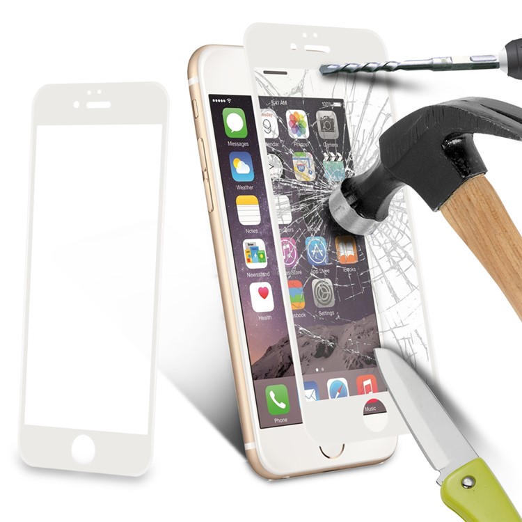 For iPhone 6 / 6s 0.3mm 2.5D Carbon Fiber Tempered Glass Full Screen Protector (Arc Edges) - White-9