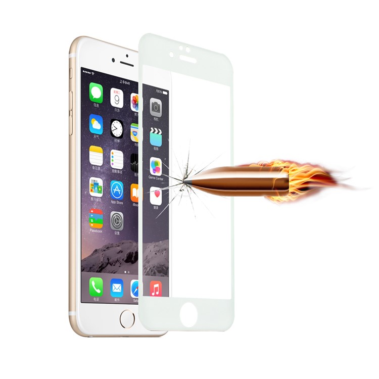 For iPhone 6 6s Glitter Powder Carbon Fiber Tempered Glass Screen Protector 0.3mm Full Coverage - White-3