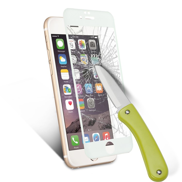 For iPhone 6 6s Glitter Powder Carbon Fiber Tempered Glass Screen Protector 0.3mm Full Coverage - White-6
