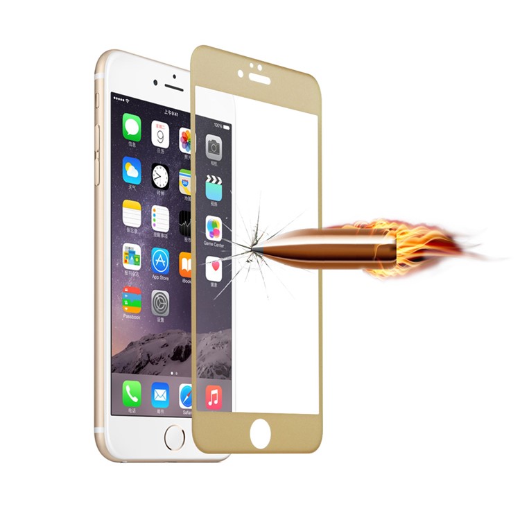 For iPhone 6 6s 4.7 Glitter Powder 3D Curved Edge Carbon Fiber Tempered Glass Screen Film - Gold-3