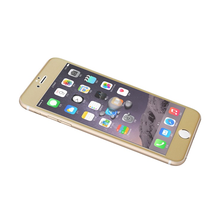 For iPhone 6 6s 4.7 Glitter Powder 3D Curved Edge Carbon Fiber Tempered Glass Screen Film - Gold-4