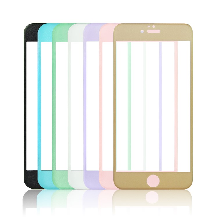For iPhone 6 6s 4.7 Glitter Powder 3D Curved Edge Carbon Fiber Tempered Glass Screen Film - Gold-5