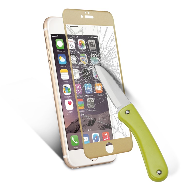 For iPhone 6 6s 4.7 Glitter Powder 3D Curved Edge Carbon Fiber Tempered Glass Screen Film - Gold-6