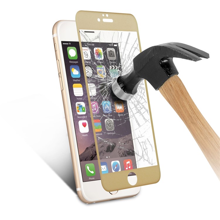 For iPhone 6 6s 4.7 Glitter Powder 3D Curved Edge Carbon Fiber Tempered Glass Screen Film - Gold-7