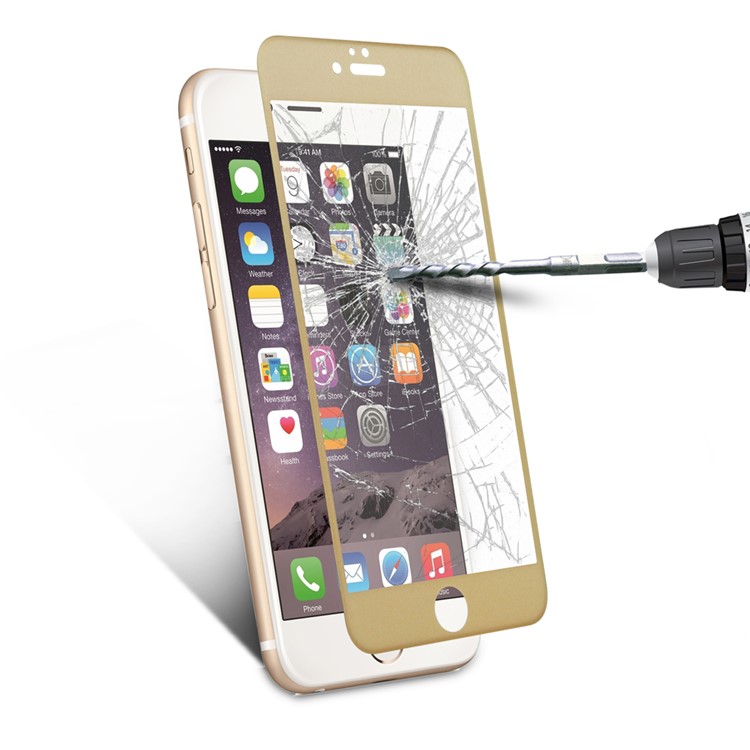 For iPhone 6 6s 4.7 Glitter Powder 3D Curved Edge Carbon Fiber Tempered Glass Screen Film - Gold-8