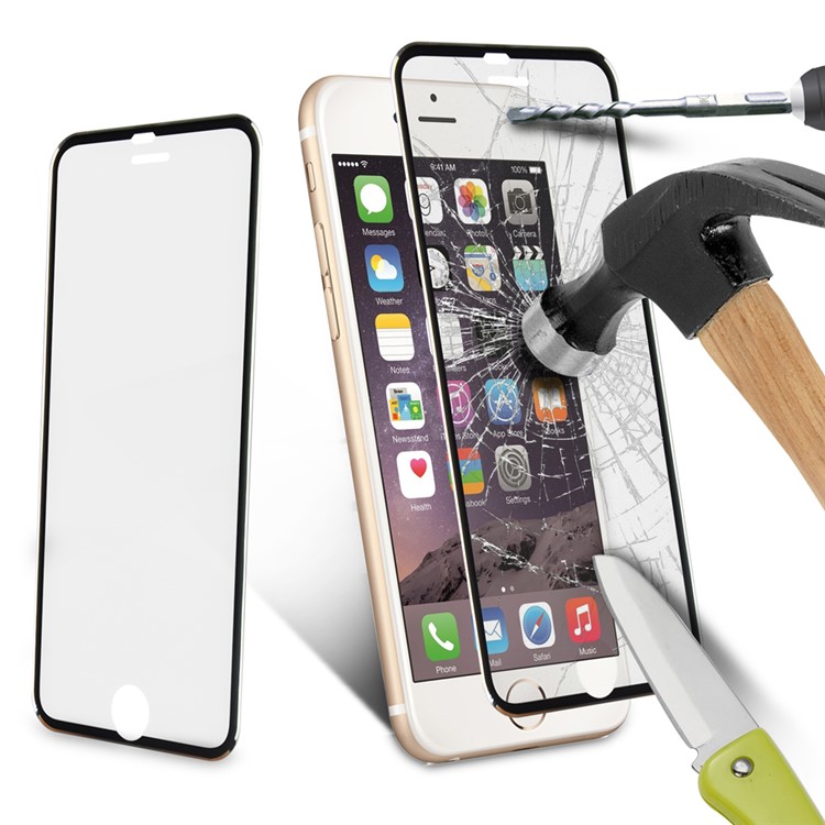 3D Curved Edge Titanium Alloy Tempered Glass Screen Protector for iPhone 6s 6 4.7 0.3mm Full Coverage - Black-9