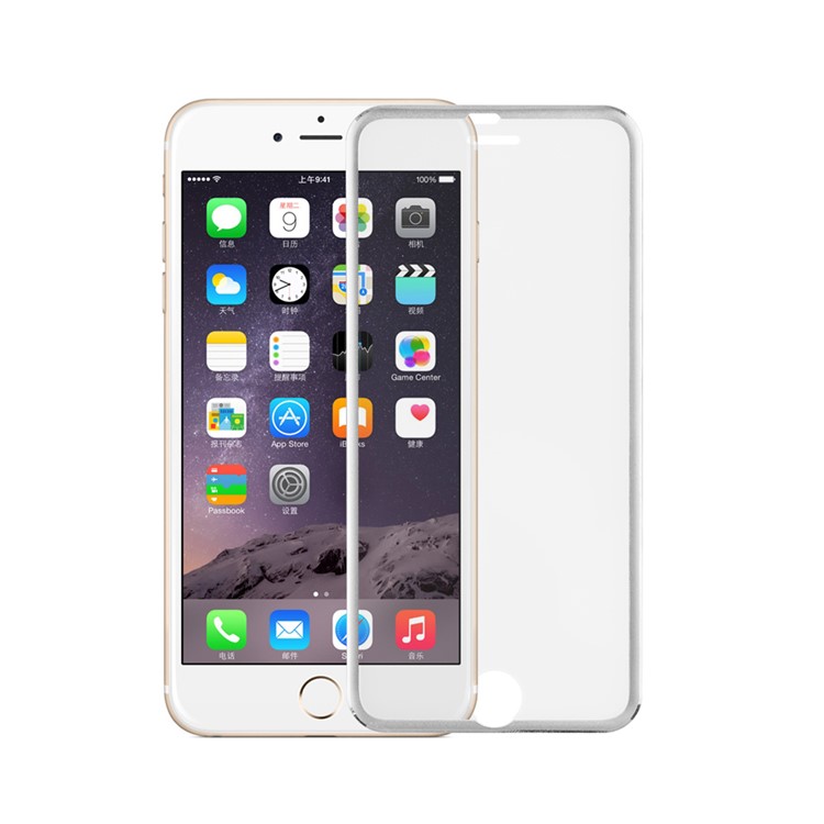3D Curved Edge Titanium Alloy Tempered Glass Screen Guard for iPhone 6s 6 0.3mm Full Coverage - Silver-1