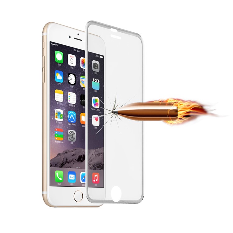 3D Curved Edge Titanium Alloy Tempered Glass Screen Guard for iPhone 6s 6 0.3mm Full Coverage - Silver-3