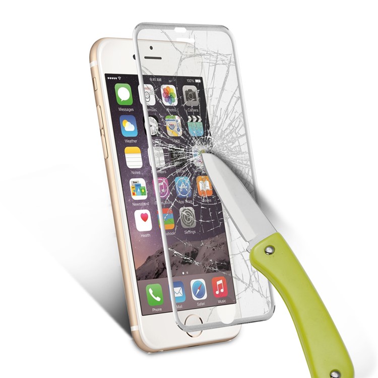 3D Curved Edge Titanium Alloy Tempered Glass Screen Guard for iPhone 6s 6 0.3mm Full Coverage - Silver-6