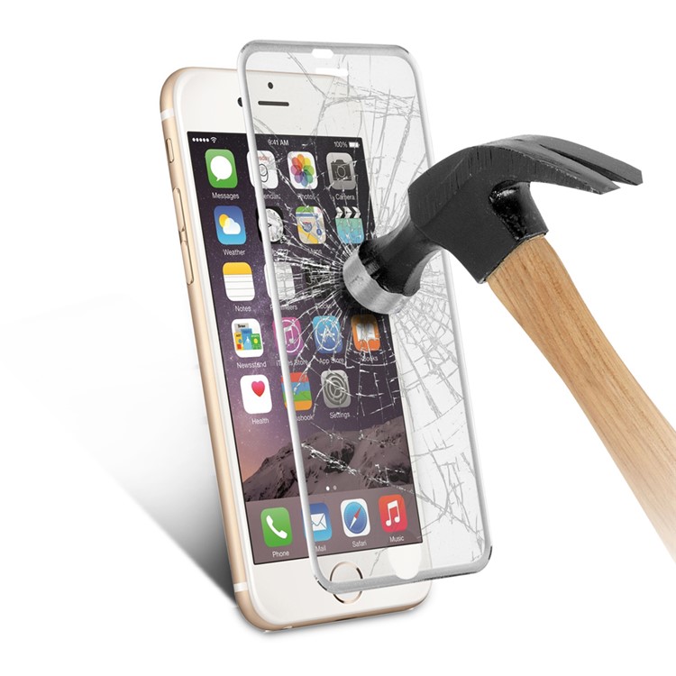 3D Curved Edge Titanium Alloy Tempered Glass Screen Guard for iPhone 6s 6 0.3mm Full Coverage - Silver-7