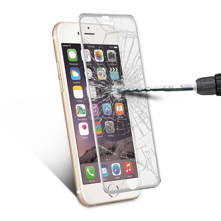 3D Curved Edge Titanium Alloy Tempered Glass Screen Guard for iPhone 6s 6 0.3mm Full Coverage - Silver-8
