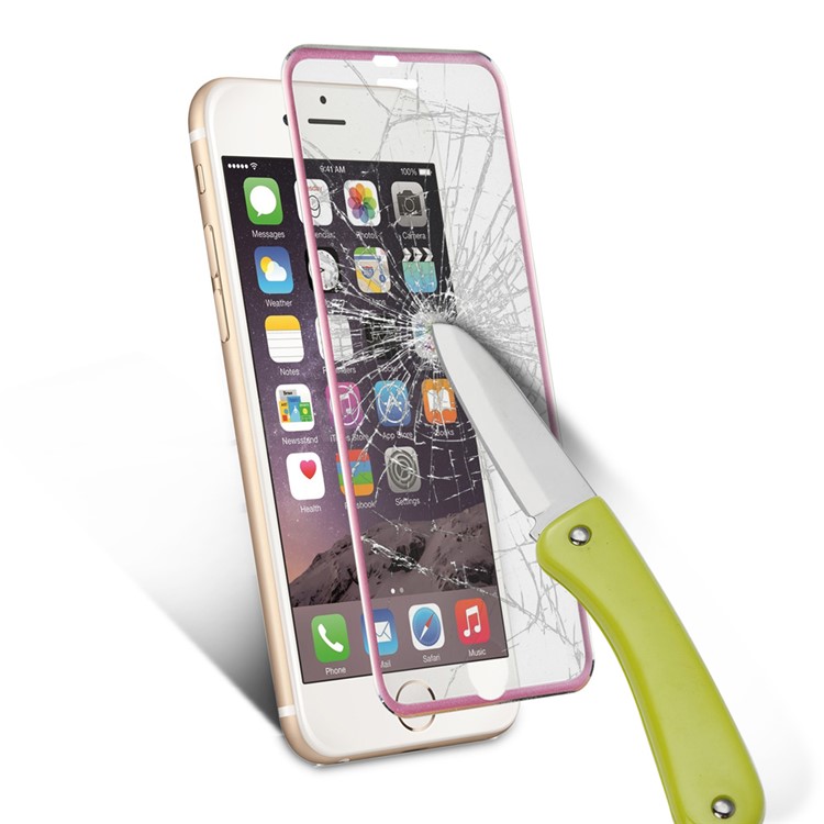For iPhone 6s 6 3D Curved Edge Titanium Alloy Tempered Glass Screen Guard 0.3mm Full Coverage - Rose-6