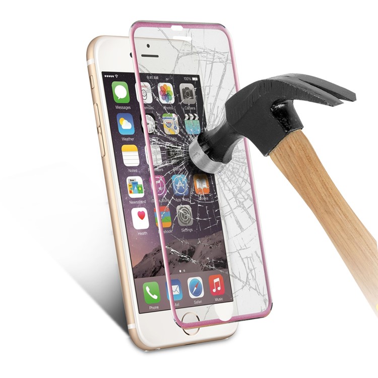 For iPhone 6s 6 3D Curved Edge Titanium Alloy Tempered Glass Screen Guard 0.3mm Full Coverage - Rose-7