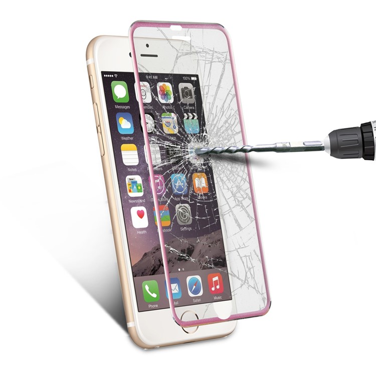 For iPhone 6s 6 3D Curved Edge Titanium Alloy Tempered Glass Screen Guard 0.3mm Full Coverage - Rose-8